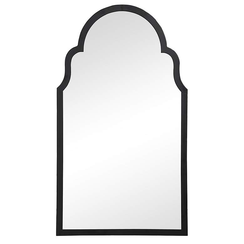 Image 2 Noble Park Quinn Satin Black 21" x 37" Arch Top Wall Mirror