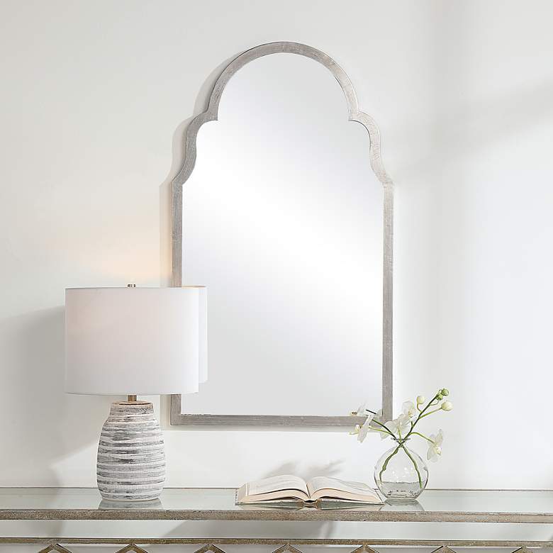 Image 1 Noble Park Quinn Silver 21" x 37" Arch Top Wall Mirror