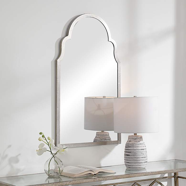 Image 3 Noble Park Quinn Silver 21" x 37" Arch Top Wall Mirror more views