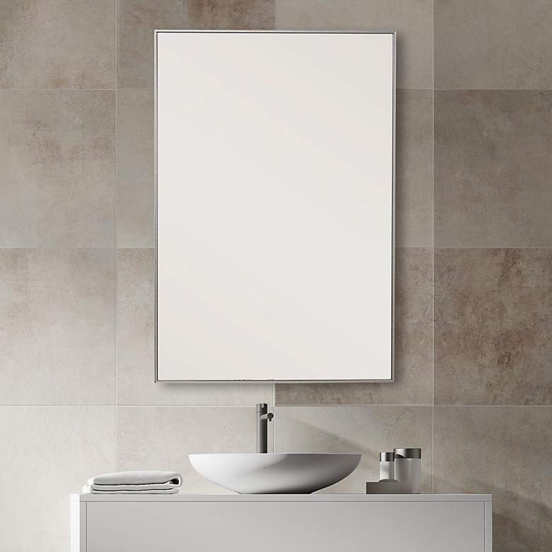 Image 1 Noble Park Reid Silver 21" x 31" Rectangular Wall Mirror