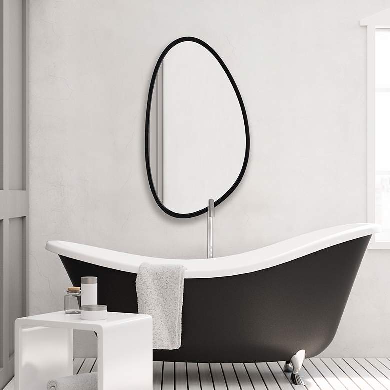 Image 4 Noble Park Reserve Black 21" x 36" Asymmetrical Wall Mirror more views