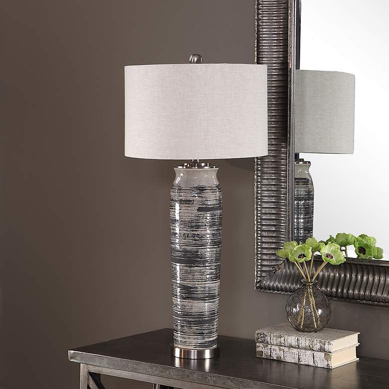 Image 3 Noble Park Roanoake Dark Gray Ceramic Table Lamp more views