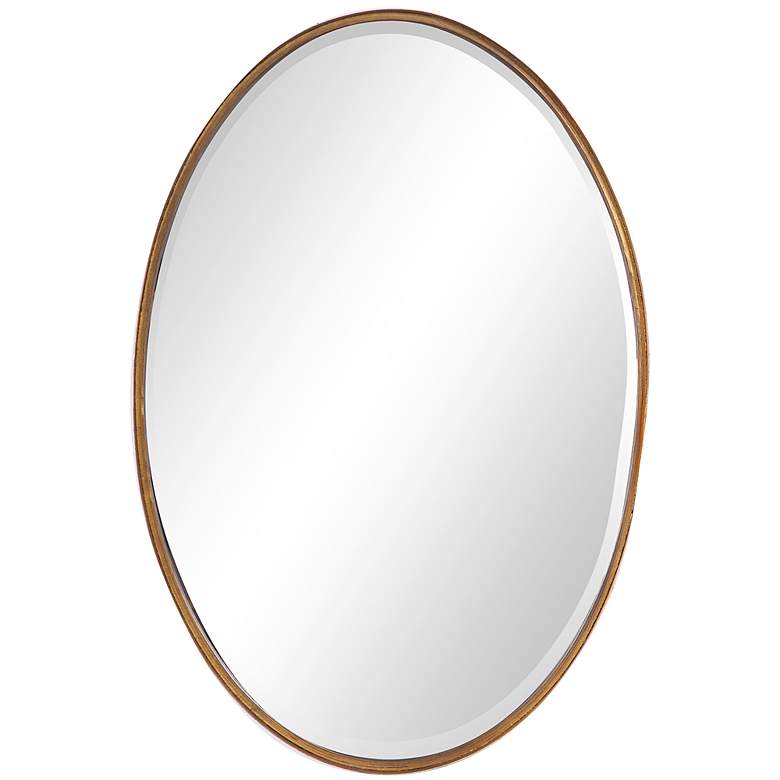 Image 2 Noble Park Roseville Gold Leaf 24" x 35" Oval Wall Mirror