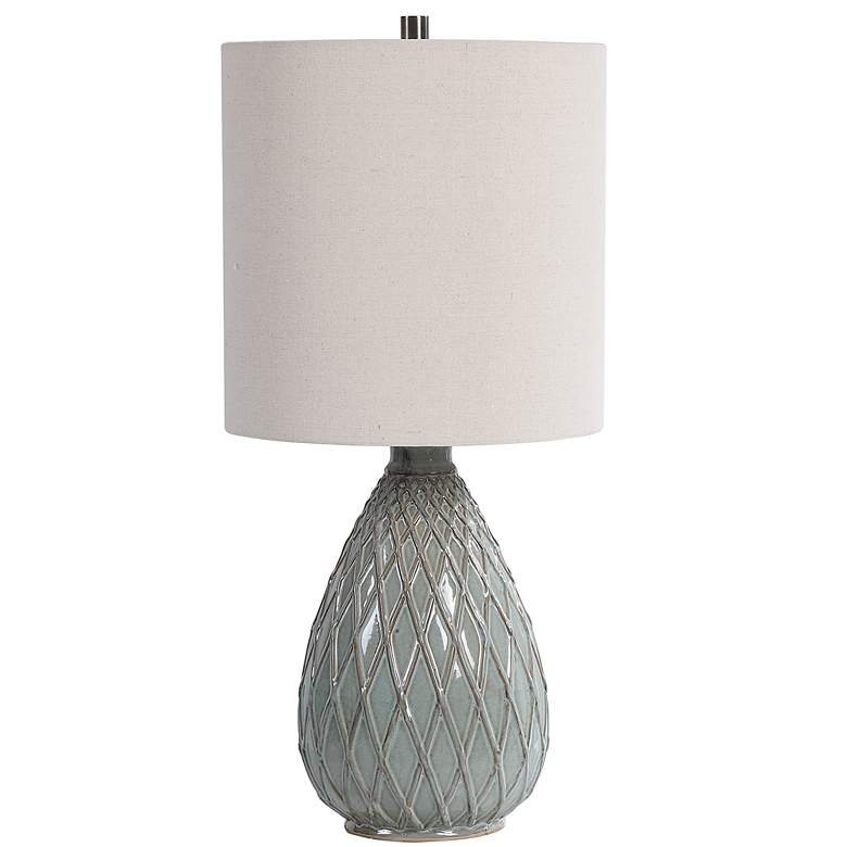 Image 2 Noble Park Seabrook Aqua Blue Ceramic Table Lamp