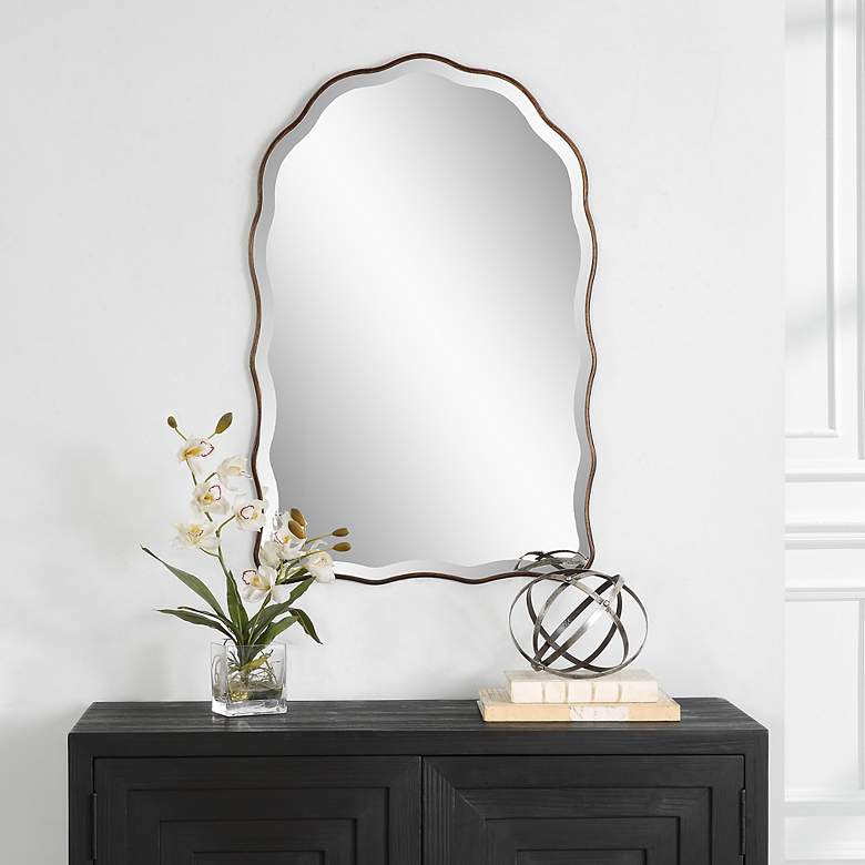 Image 1 Noble Park Seren Antique Bronze 24" x 36" Arch Wall Mirror
