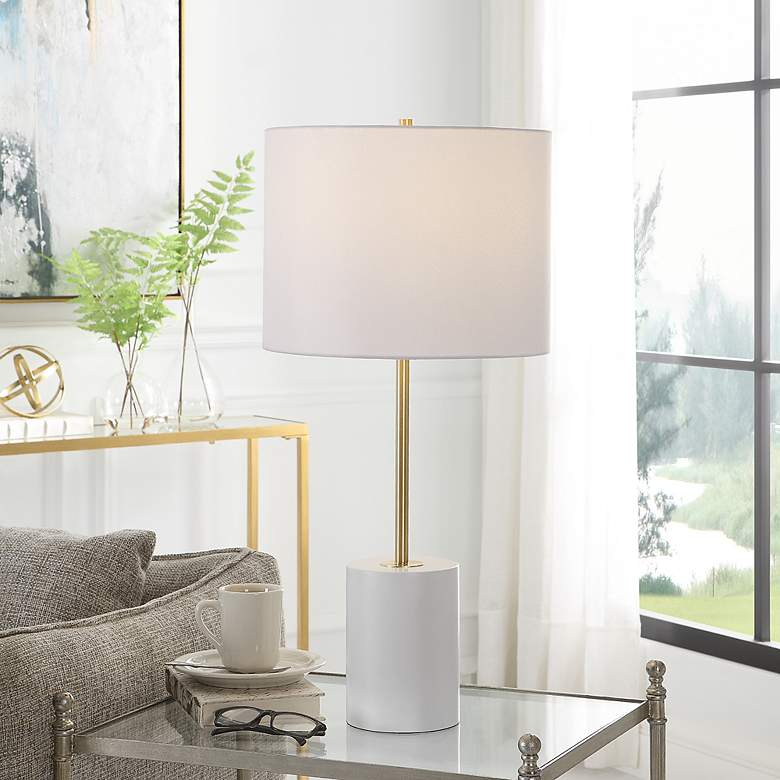 Image 1 Noble Park Serena White and Gold Metal Table Lamp