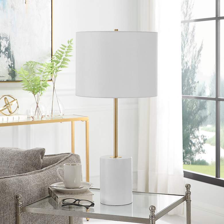 Image 3 Noble Park Serena White and Gold Metal Table Lamp more views