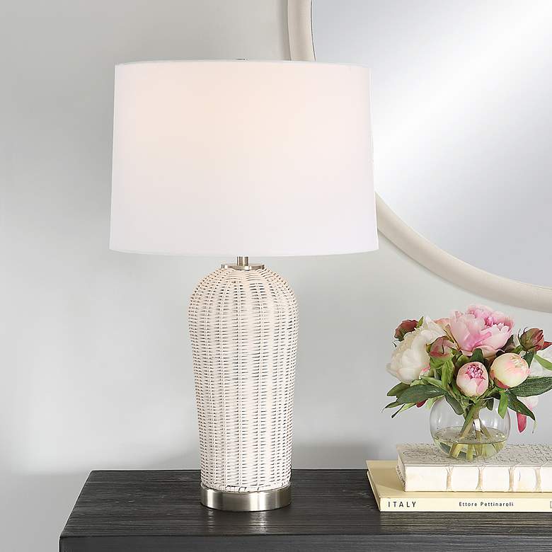 Image 1 Noble Park Shenandoah White Rattan Table Lamp