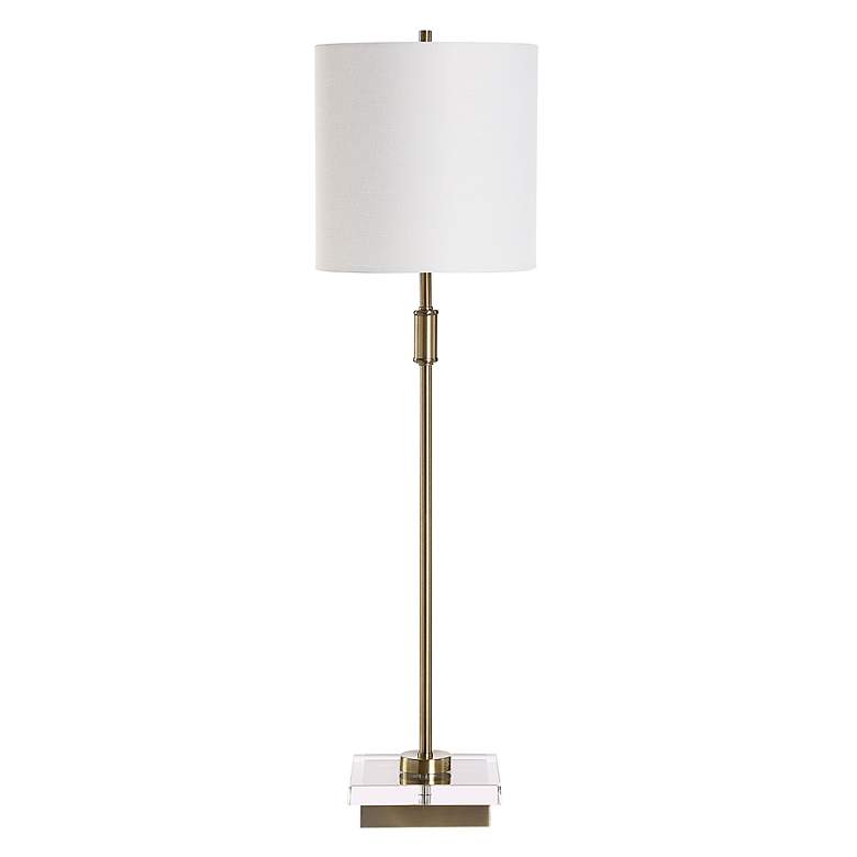 Image 1 Noble Park Shiner Antique Brass and Glass Buffet Table Lamp