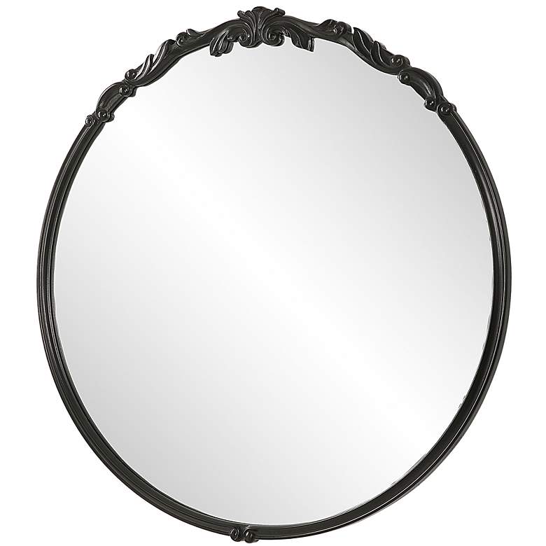 Image 4 Noble Park Sinclair Satin Black 30" x 31" Round Wall Mirror more views