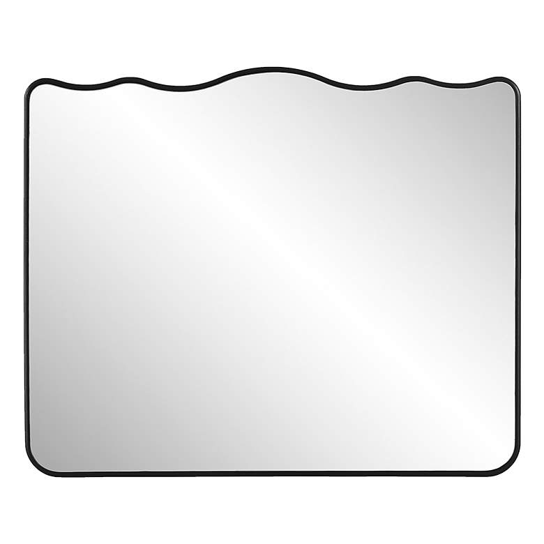 Image 2 Noble Park Sylvan Black 36" x 30" Wavy Top Wall Mirror