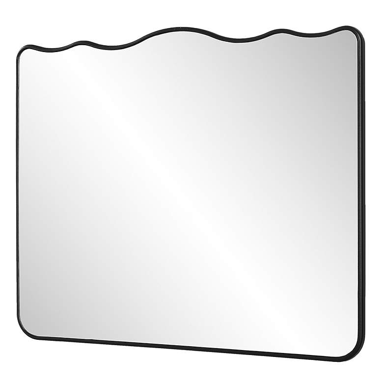 Image 4 Noble Park Sylvan Black 36" x 30" Wavy Top Wall Mirror more views