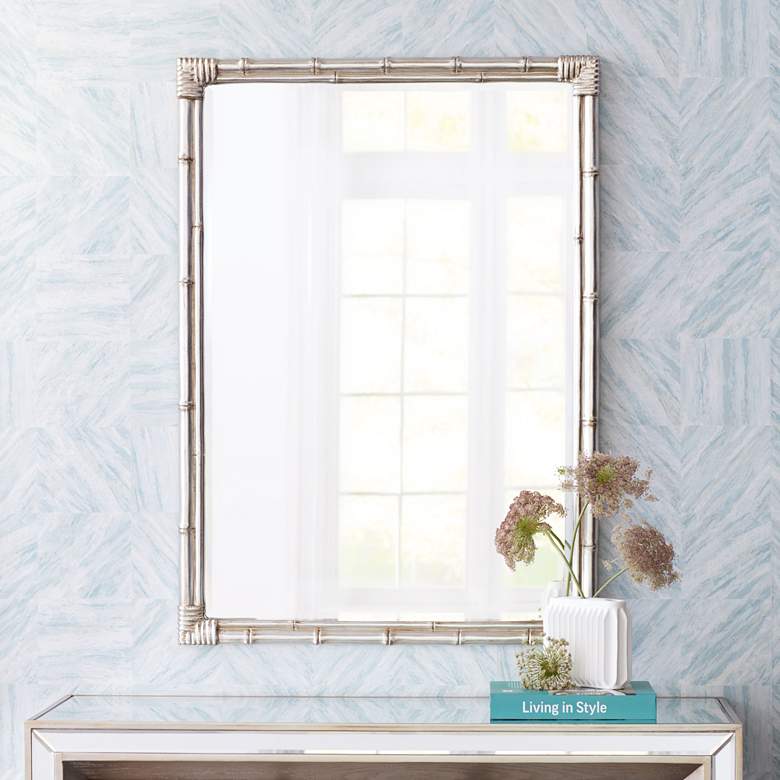 Image 1 Noble Park Takeo 31" x 43" Rectangular Silver Bamboo Wall Mirror