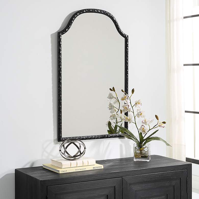 Image 4 Noble Park Tallis Matte Black 22" x 36" Arch Wall Mirror more views