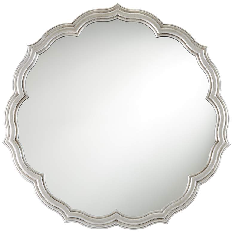 Image 2 Noble Park Turin Silver 34 1/2 inch Wide Round Scalloped Edge Wall Mirror