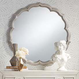 Image1 of Noble Park Turin Silver 34 1/2" Wide Round Scalloped Edge Wall Mirror