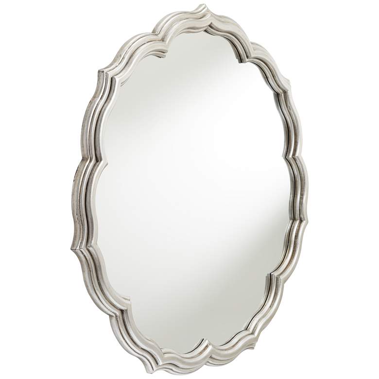 Image 4 Noble Park Turin Silver 34 1/2" Wide Round Scalloped Edge Wall Mirror more views
