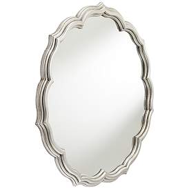 Image4 of Noble Park Turin Silver 34 1/2" Wide Round Scalloped Edge Wall Mirror more views