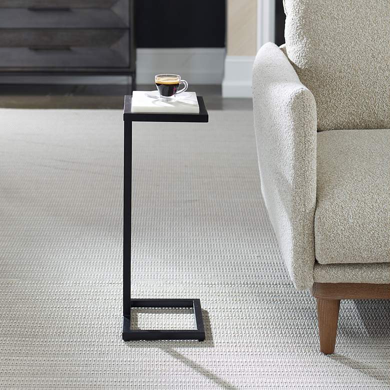 Image 1 Noble Park Valencia 10"W Black and White Marble Accent Table