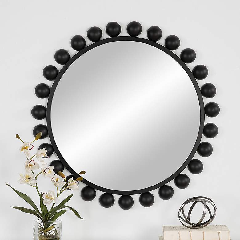 Image 1 Noble Park Valencia Matte Black 34" Round Wall Mirror