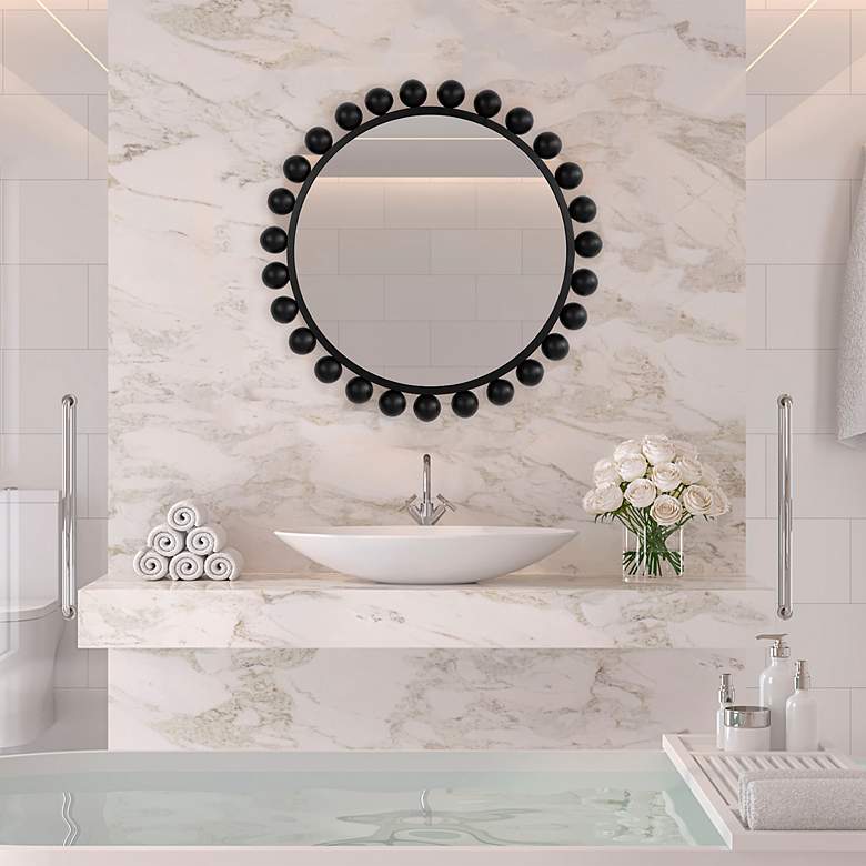 Image 3 Noble Park Valencia Matte Black 34" Round Wall Mirror more views