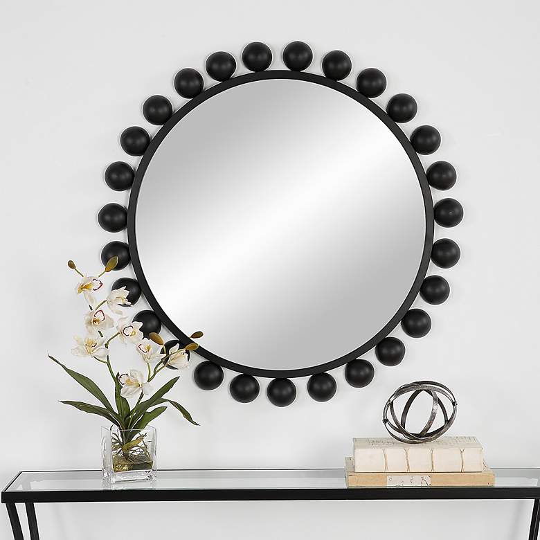 Image 4 Noble Park Valencia Matte Black 34" Round Wall Mirror more views