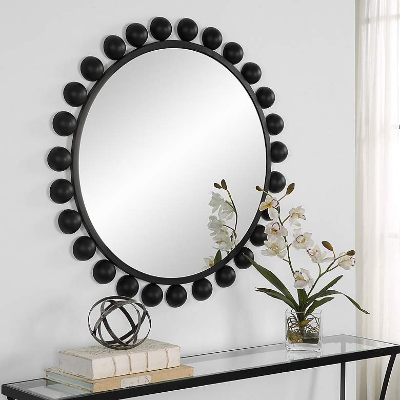 Image 5 Noble Park Valencia Matte Black 34" Round Wall Mirror more views