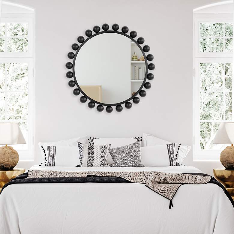Image 6 Noble Park Valencia Matte Black 34" Round Wall Mirror more views