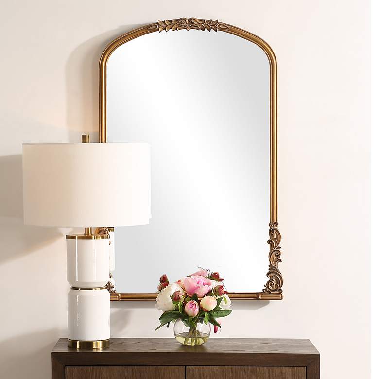 Image 1 Noble Park Vespera Antiqued Gold 23 3/4" x 36" Wall Mirror