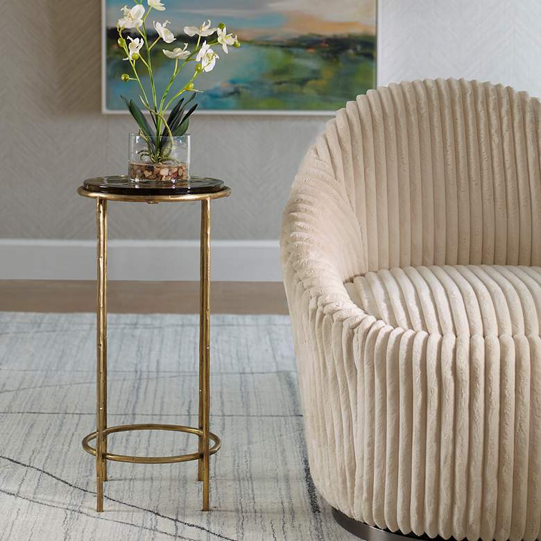 Image 3 Noble Park Victoria 12" Wide Antique Gold Accent Table more views