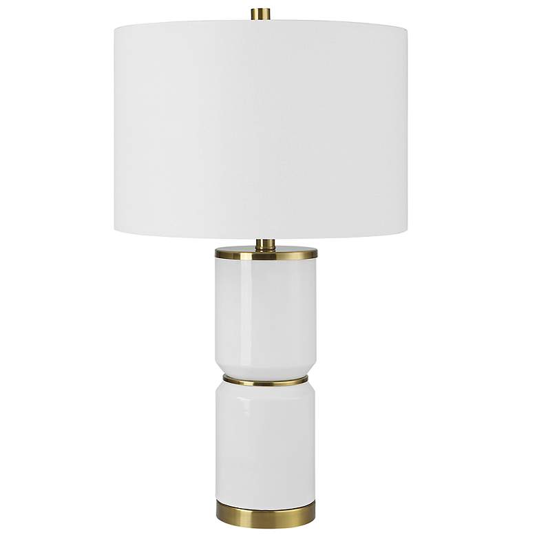 Image 2 Noble Park Vidar White Ceramic and Gold Metal Table Lamp