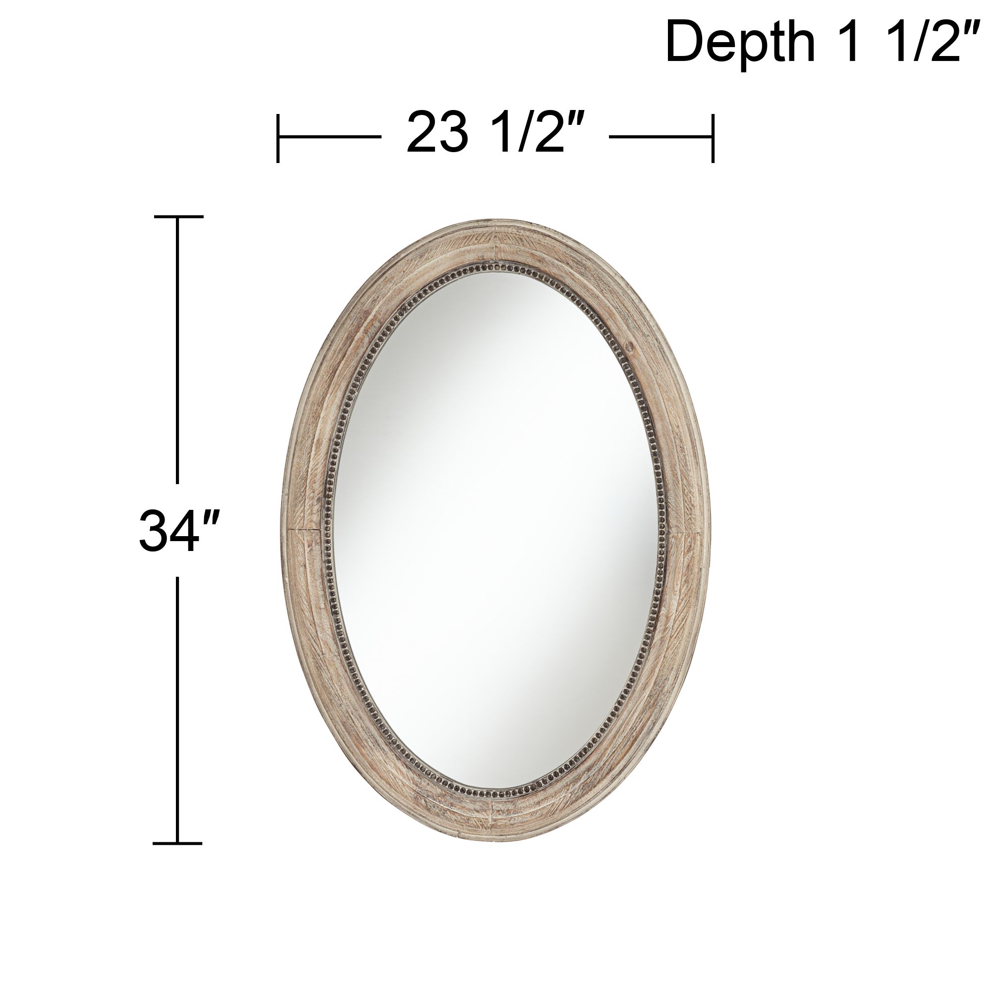 Noble Park Zahra Wooden 34" x 23 1/2" Oval Wall Mirror