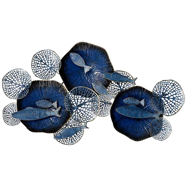 Image 2 Nobu 47" Wide Navy and Gold Metal Wall Art