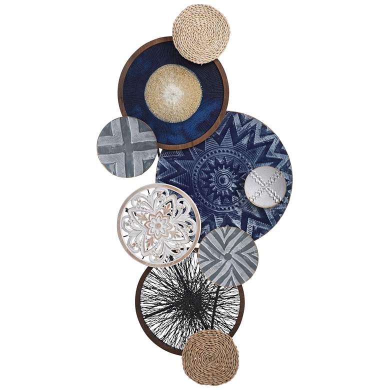 Image 1 Nobu 52" High Handcrafted Navy and Gold Metal Wall Art