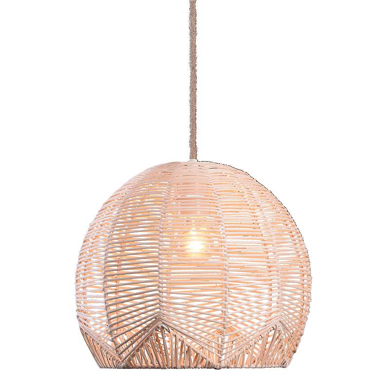 Image 1 Noel 11.81" High White Rattan Pendant