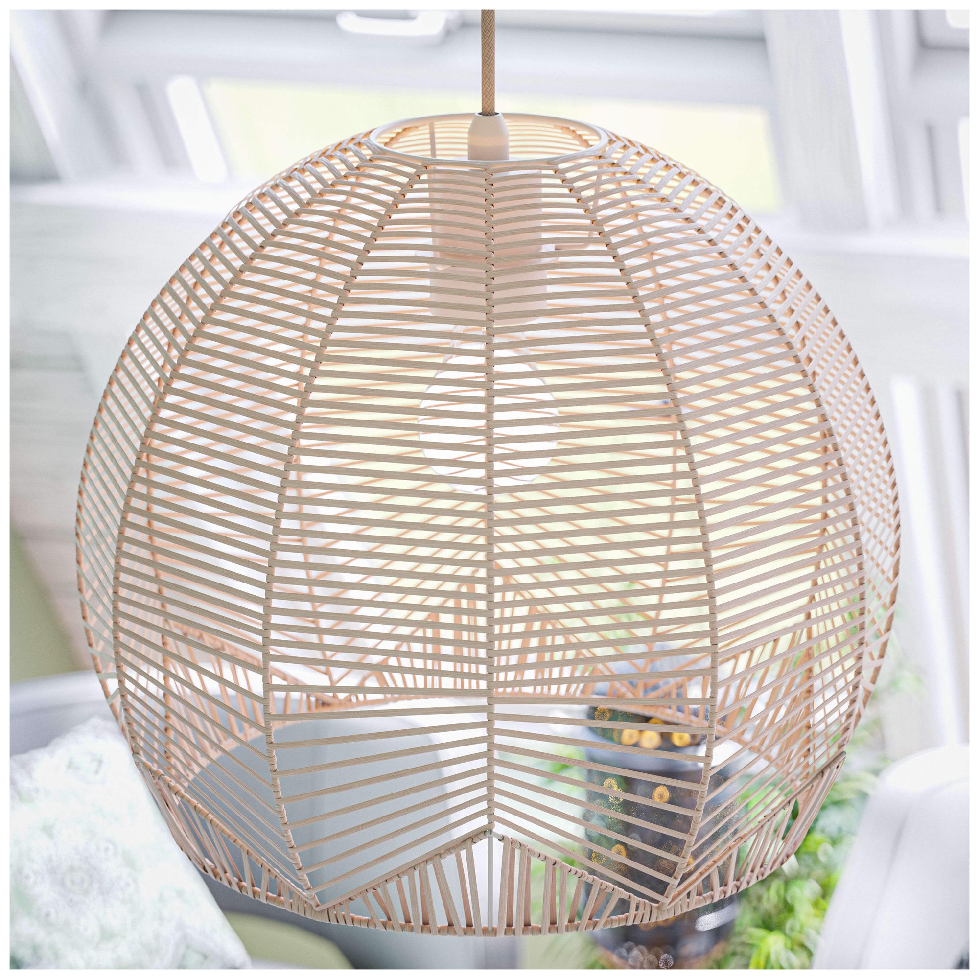 Noel 11.81" High White Rattan Pendant