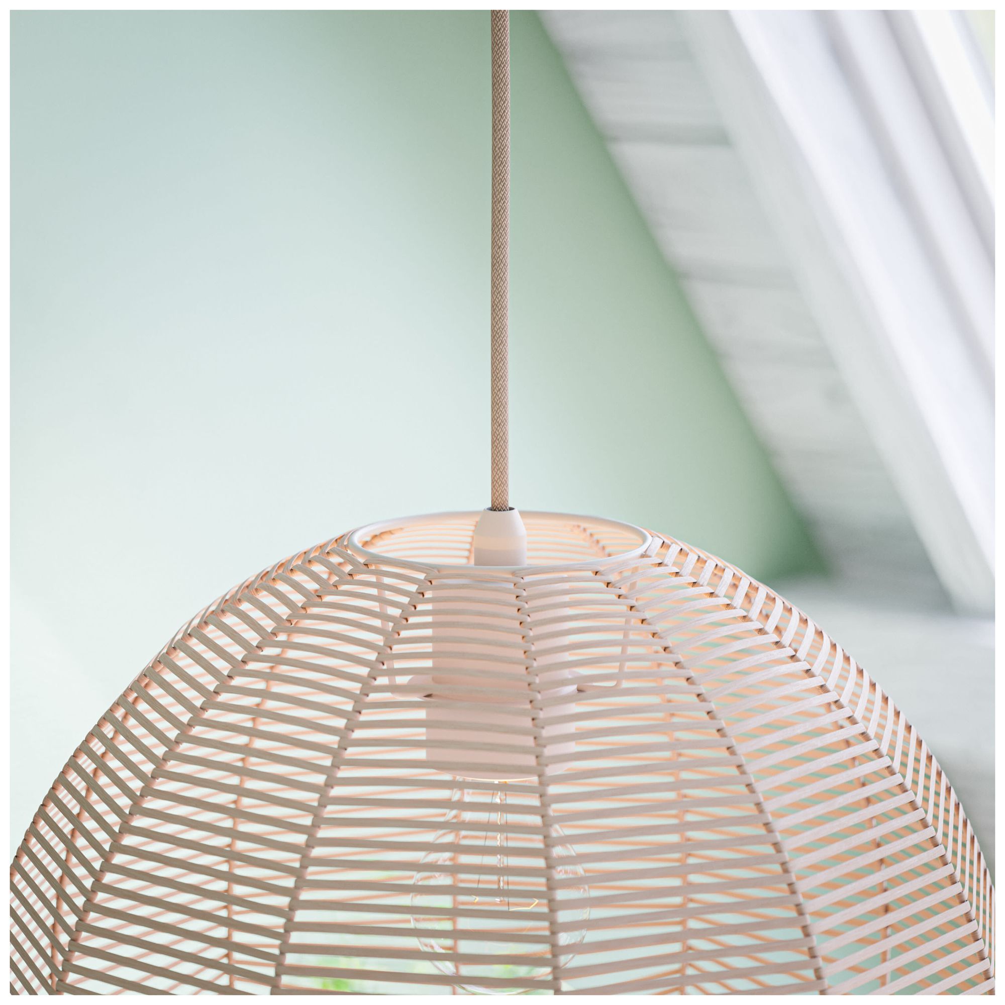Noel 11.81" High White Rattan Pendant