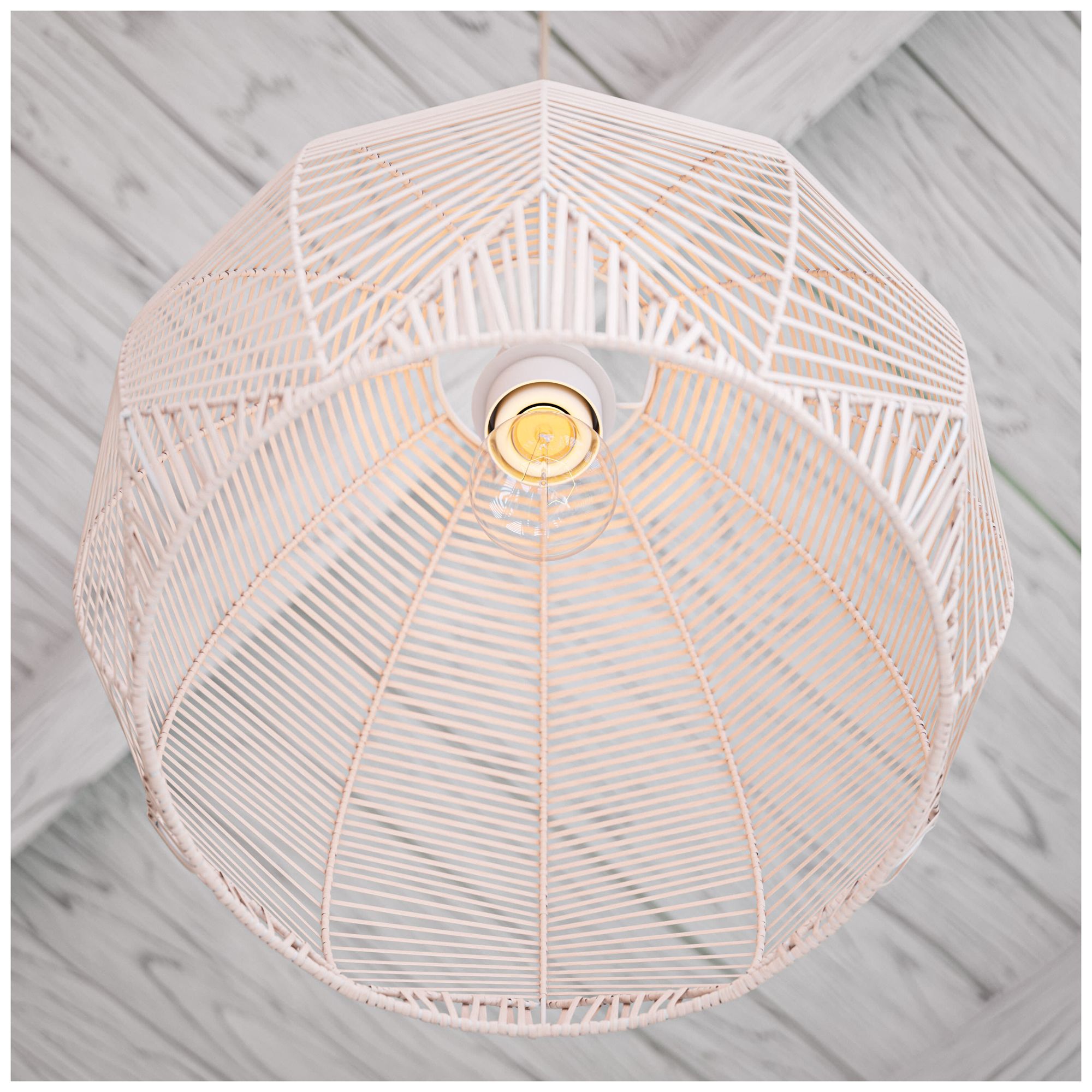 Noel 11.81" High White Rattan Pendant
