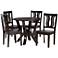 Noelia Dark Brown Wood 5-Piece Dining Table and Chair Set
