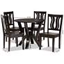 Noelia Dark Brown Wood 5-Piece Dining Table and Chair Set
