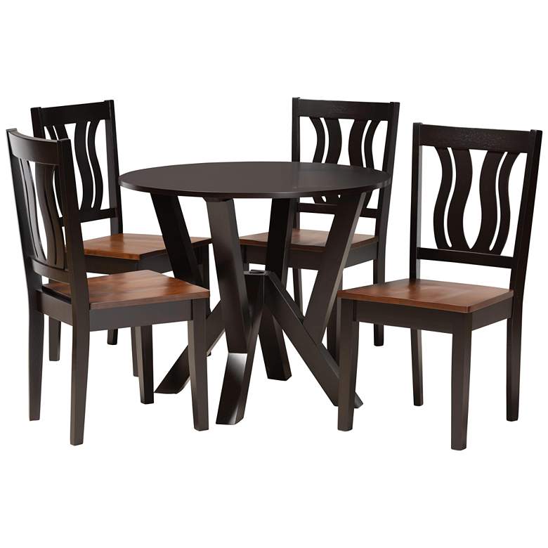 Image 1 Noelia Two-Tone Brown 5-Piece Dining Table and Chair Set