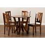 Noelia Walnut Brown Wood 5-Piece Dining Table and Chair Set
