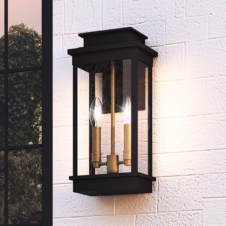Image 1 Noelle 18 3/4" High Matte Black 2-Light Outdoor Wall Light