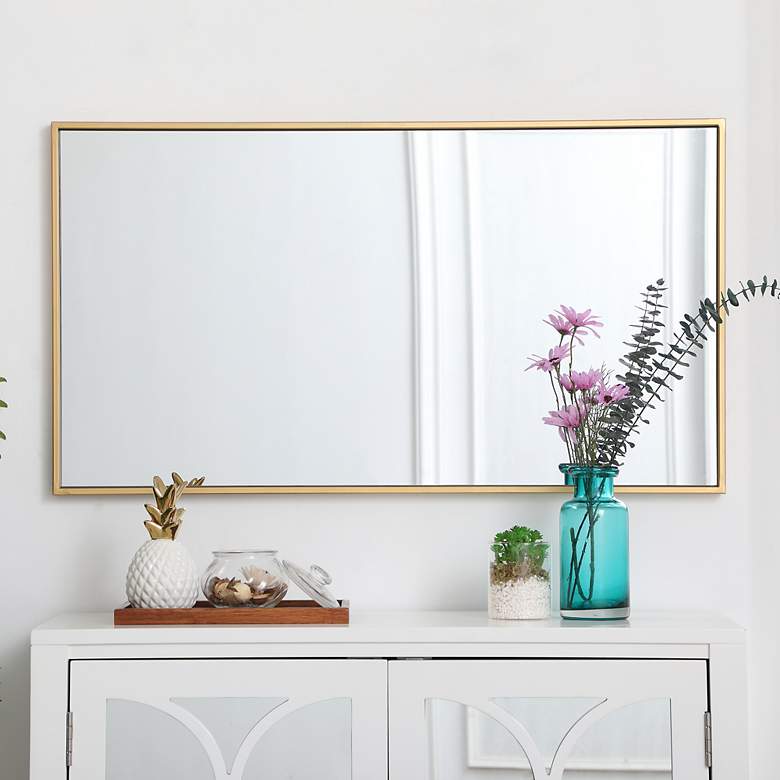 Image 1 Noemi Brass Metal 20 inch x 36 inch Rectangular Wall Mirror