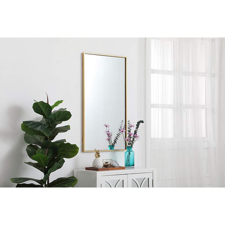 Image 4 Noemi Brass Metal 20 inch x 36 inch Rectangular Wall Mirror more views