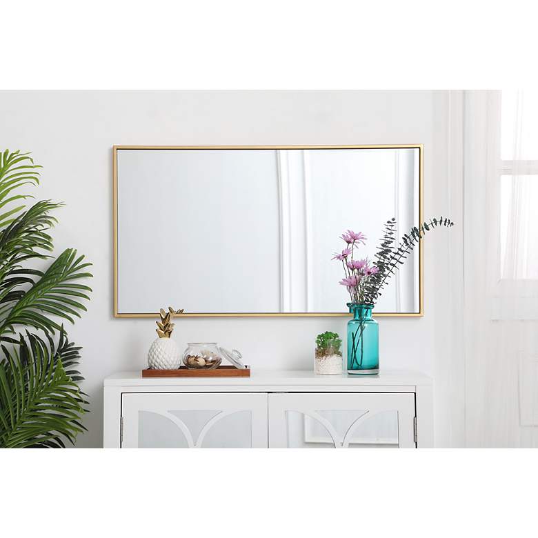 Image 7 Noemi Brass Metal 20 inch x 36 inch Rectangular Wall Mirror more views