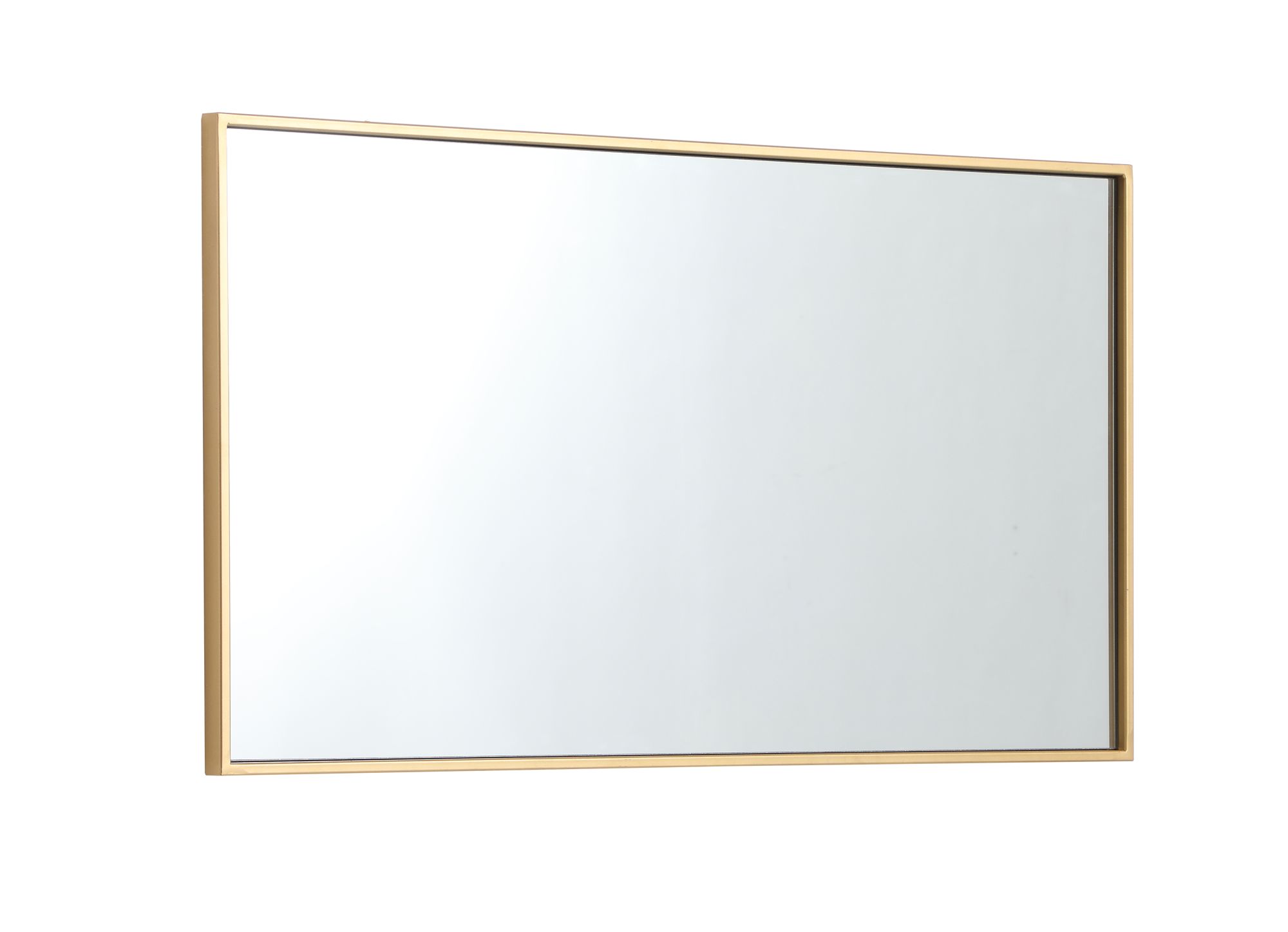 Noemi Brass Metal 20" x 36" Rectangular Wall Mirror in scene