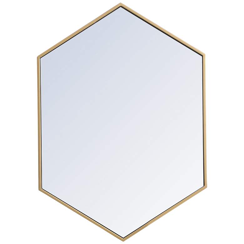 Image 3 Noemi Brass Metal 24 inch x 34 inch Hexagonal Wall Mirror