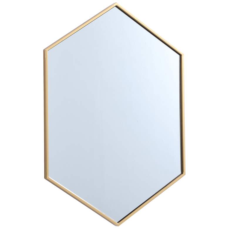 Image 5 Noemi Brass Metal 24 inch x 34 inch Hexagonal Wall Mirror more views