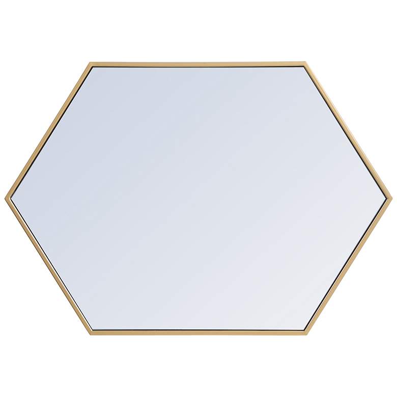 Image 6 Noemi Brass Metal 24 inch x 34 inch Hexagonal Wall Mirror more views